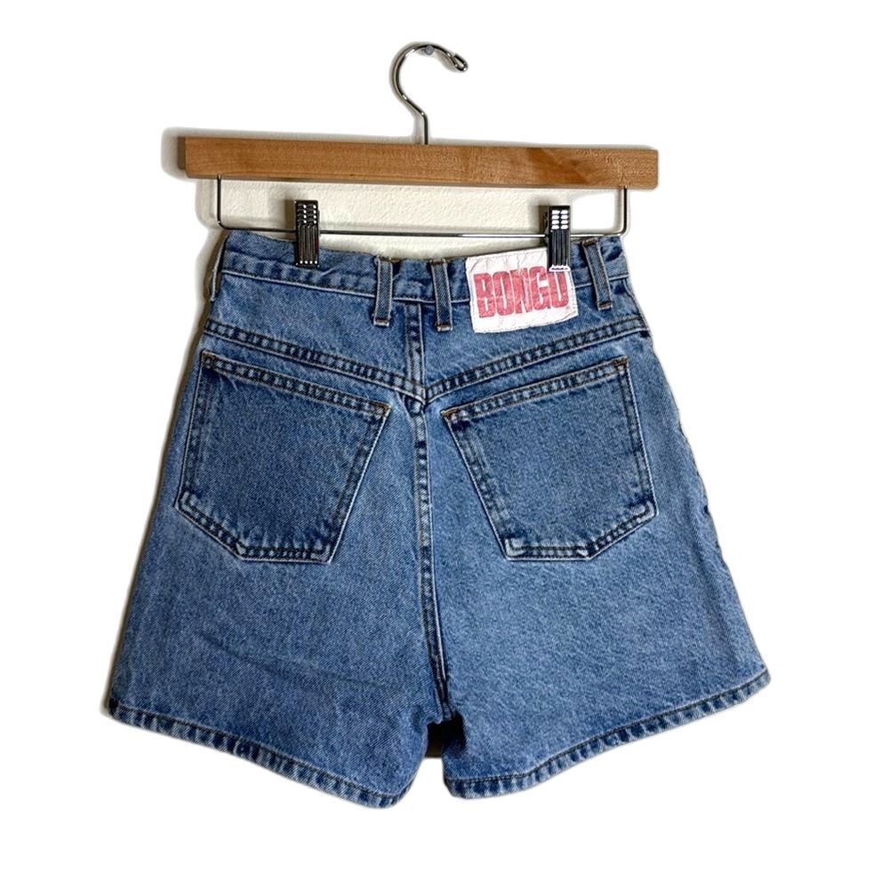 Vintage bongo button fly denim jean shorts  big logo on back size 3